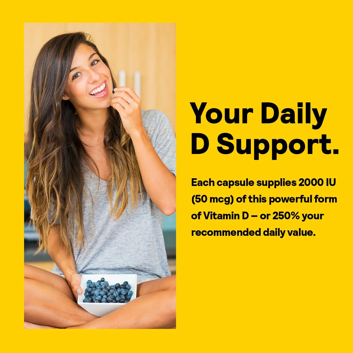 Nature's Life Vitamin D2 2000 IE als Ergocalciferol – Immununterstützung, Kalziumaufnahme & Knochengesundheit – 90 vegane Kapseln