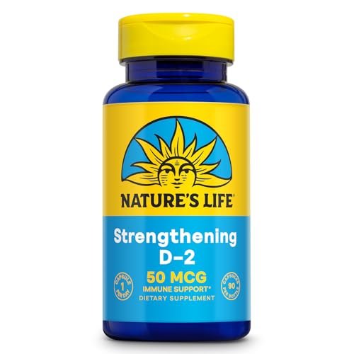 Nature's Life Vitamin D2 2000 IE als Ergocalciferol – Immununterstützung, Kalziumaufnahme & Knochengesundheit – 90 vegane Kapseln