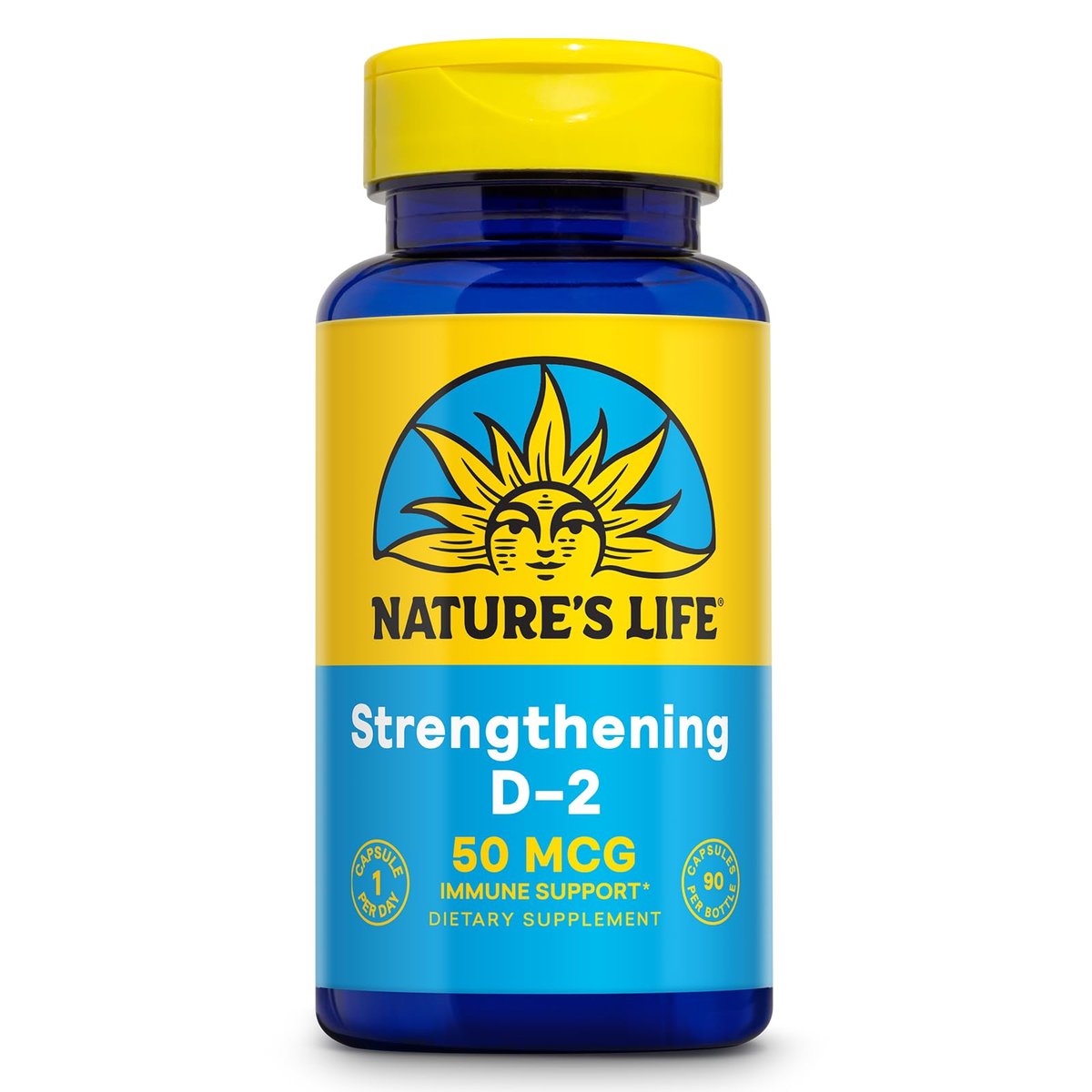 Nature's Life Vitamin D2 2000 IE als Ergocalciferol – Immununterstützung, Kalziumaufnahme & Knochengesundheit – 90 vegane Kapseln