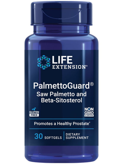 Life Extension PalmettoGuard Sägepalmen- & Beta-Sitosterol-Kapseln – Unterstützt gesunde Prostatagesundheit & Hormonstoffwechsel – Nahrungsergänzung für Männer – Glutenfrei, Nicht-GVO – 30 Softgels