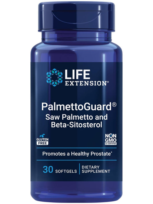 Life Extension PalmettoGuard Sägepalmen- & Beta-Sitosterol-Kapseln – Unterstützt gesunde Prostatagesundheit & Hormonstoffwechsel – Nahrungsergänzung für Männer – Glutenfrei, Nicht-GVO – 30 Softgels