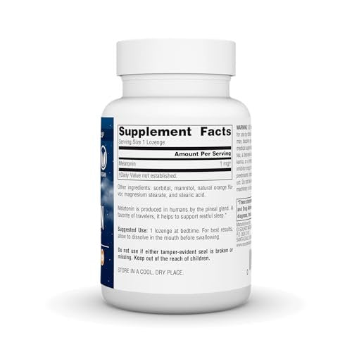 Source Naturals Melatonin Lutschtabletten mit Orangengeschmack - 1 mg - 200 Stück - Fördert erholsamen Schlaf