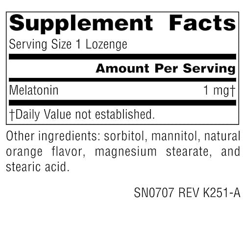 Source Naturals Melatonin Lutschtabletten mit Orangengeschmack - 1 mg - 200 Stück - Fördert erholsamen Schlaf