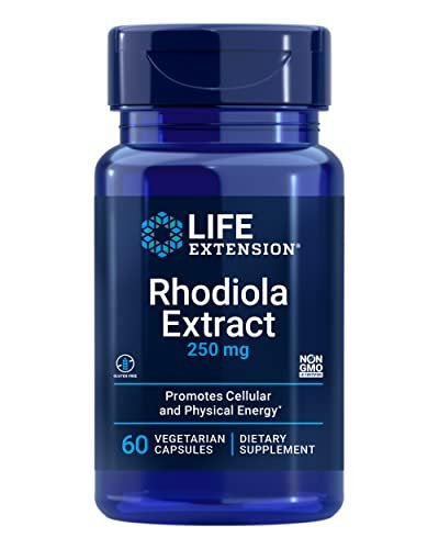 Life Extension Rhodiola Extrakt – Rhodiola rosea Supplement mit standardisiertem Extrakt – Fördert körperliche und geistige Leistungsfähigkeit – Glutenfrei, Nicht-GVO, Vegetarisch – 250 mg, 60 Kapseln