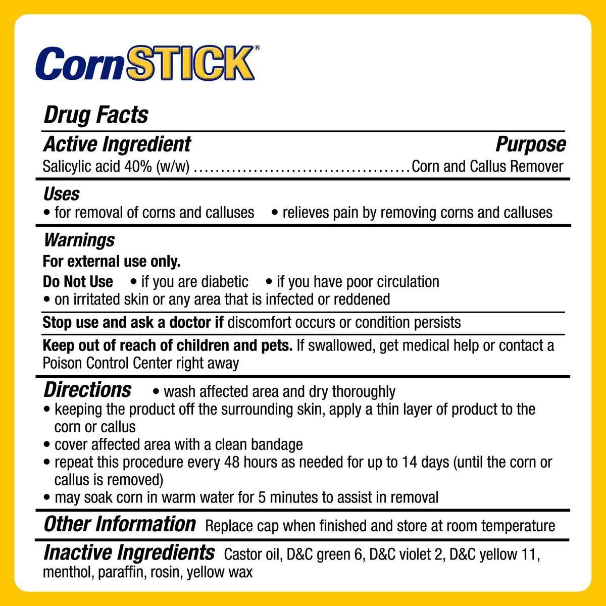 CornStick Maximum Strength Salicylsäure Fest-Stick zur Hornhaut- und Hühneraugenentfernung, 0,2 Unzen