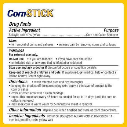 CornStick Maximum Strength Salicylsäure Fest-Stick zur Hornhaut- und Hühneraugenentfernung, 0,2 Unzen