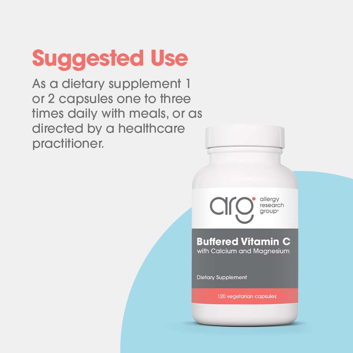Allergy Research Group ARG Gepufferte Vitamin C - 1000 mg Vitamin C - Immununterstützung - Vegetarische Kapseln - Hypoallergene Formel - 60 Portionen - 120 Stück