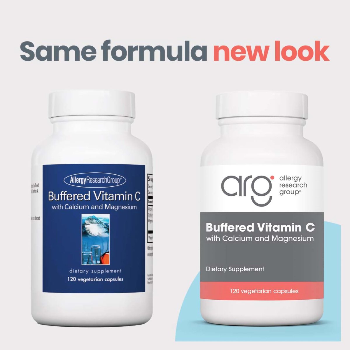 Allergy Research Group ARG Gepufferte Vitamin C - 1000 mg Vitamin C - Immununterstützung - Vegetarische Kapseln - Hypoallergene Formel - 60 Portionen - 120 Stück