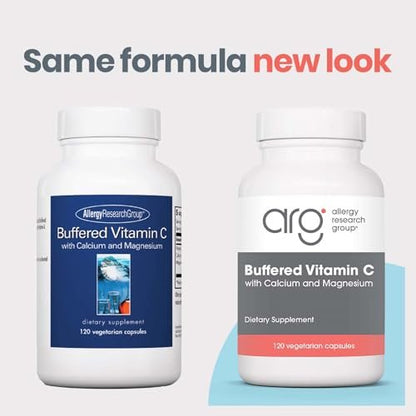 Allergy Research Group ARG Gepufferte Vitamin C - 1000 mg Vitamin C - Immununterstützung - Vegetarische Kapseln - Hypoallergene Formel - 60 Portionen - 120 Stück