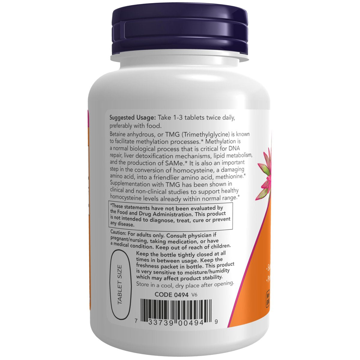 Now Foods Extra Strength TMG 1.000 mg Tabletten, 100 Stück