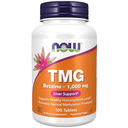 NOW Foods TMG Betain (Trimethylglycin) 1.000 mg – 100 Tabletten zur Leberunterstützung