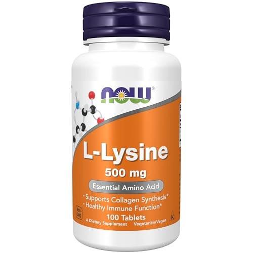 NOW Foods L-Lysin 500 mg – 100 Kapseln – Essentielle Aminosäure zur Unterstützung des Immunsystems und der Hautgesundheit