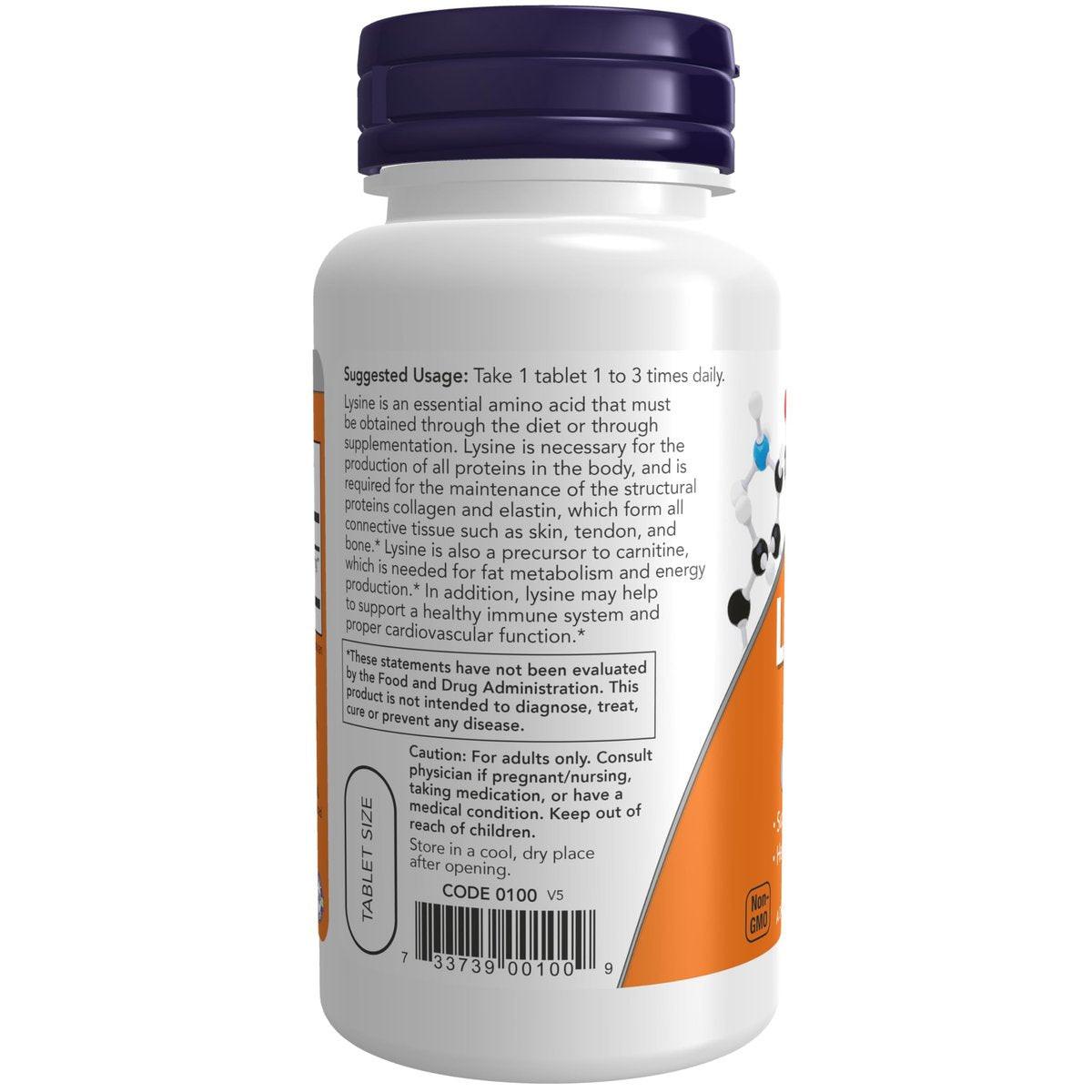 NOW Foods L-Lysin 500 mg – 100 Kapseln – Essentielle Aminosäure zur Unterstützung des Immunsystems und der Hautgesundheit