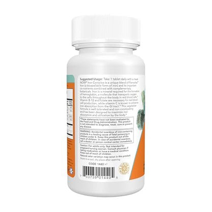 NOW Foods Eisenkomplex, nicht verstopfend*, essentielles Mineral, 100 Tabletten