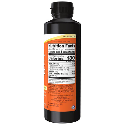 NOW Foods Bio-Leinöl, kaltgepresst und unraffiniert, 355 ml