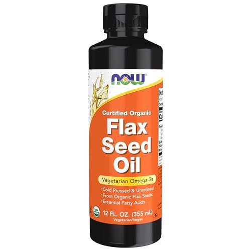 NOW Foods Bio-Leinöl, kaltgepresst und unraffiniert, 355 ml