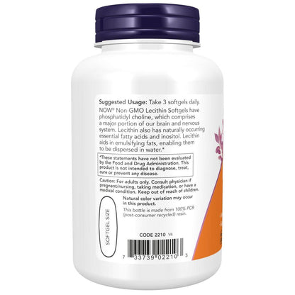 NOW Foods Lecithin 1200 mg mit natürlich vorkommendem Phosphatidylcholin, 100 Weichkapseln