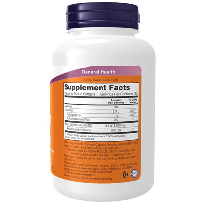 NOW Foods Lecithin 1200 mg mit natürlich vorkommendem Phosphatidylcholin, 100 Weichkapseln