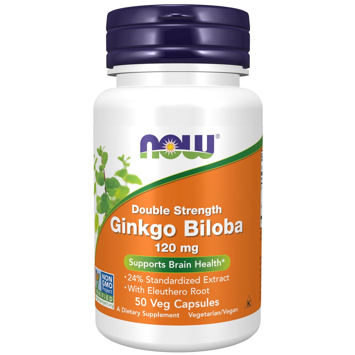 NOW Foods Ginkgo Biloba 120 mg, Doppelte Stärke, Non-GMO Project Verified, 50 Vegane Kapseln