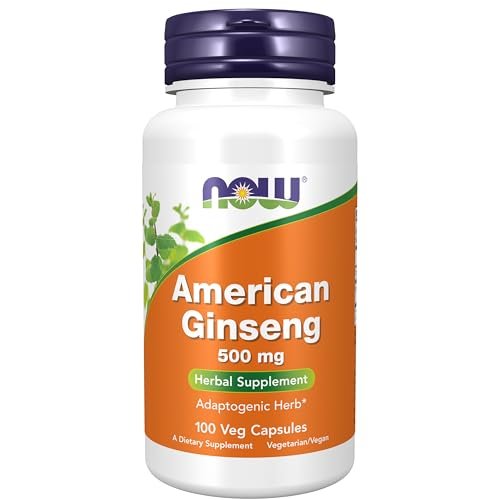 NOW Foods American Ginseng 500 mg – 100 vegane Kapseln, hochwertiges pflanzliches Nahrungsergänzungsmittel