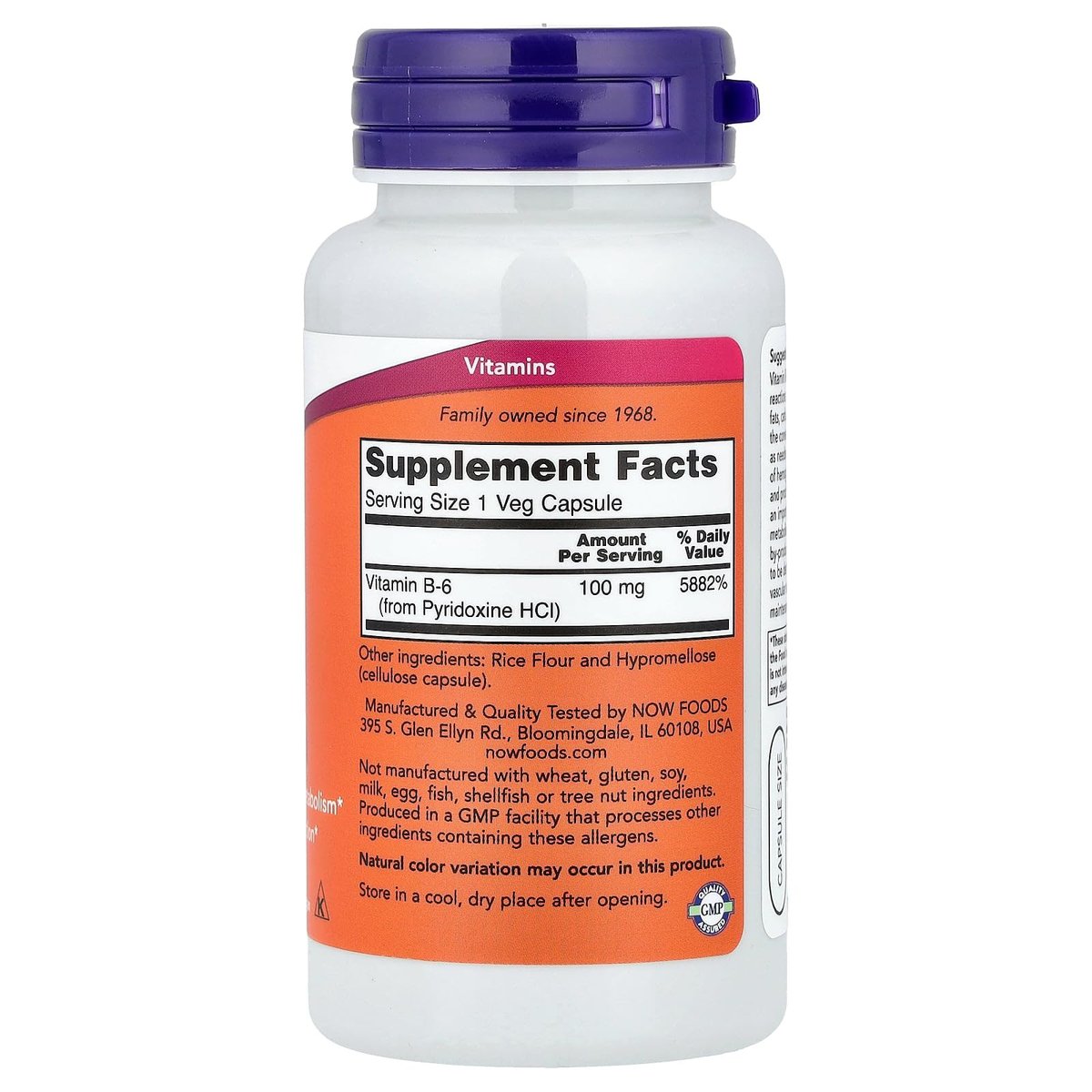 NOW Foods Vitamin B-6 100 mg – 100 Kapseln für Nervensystem und Stoffwechsel