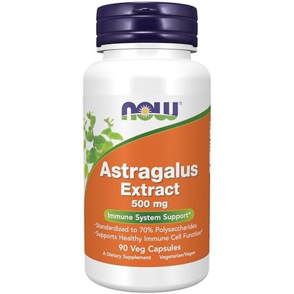 NOW Foods Astragalus Extrakt 500 mg – 90 vegane Kapseln, standardisiert auf 70 % Polysaccharide