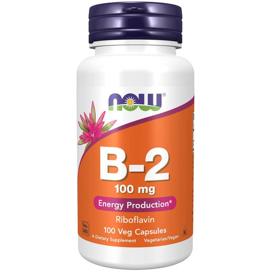 NOW Foods Vitamin B-2 (Riboflavin) 100 mg – 100 vegane Kapseln zur Unterstützung der Energieproduktion