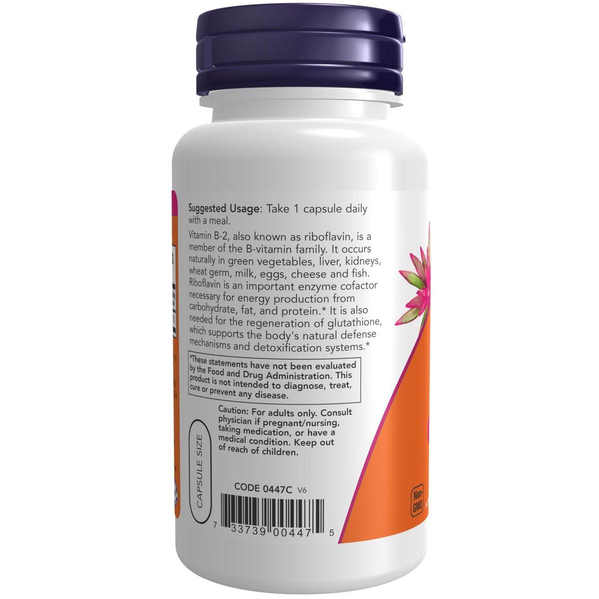 NOW Foods Vitamin B-2 (Riboflavin) 100 mg – 100 vegane Kapseln zur Unterstützung der Energieproduktion