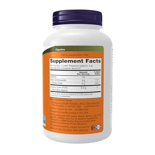 NOW Foods Inulin Prebiotisches Pulver, Bio, Nicht-GMO, 227 g