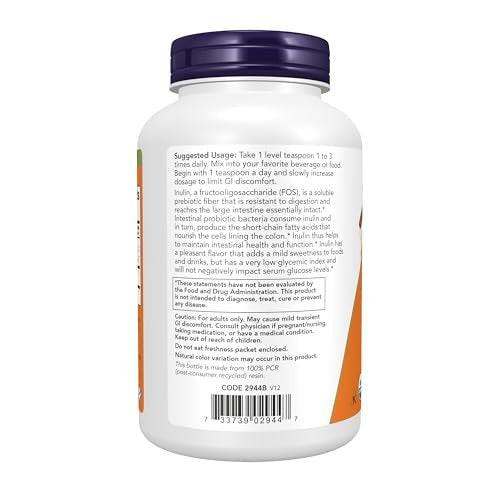 NOW Foods Inulin Prebiotisches Pulver, Bio, Nicht-GMO, 227 g