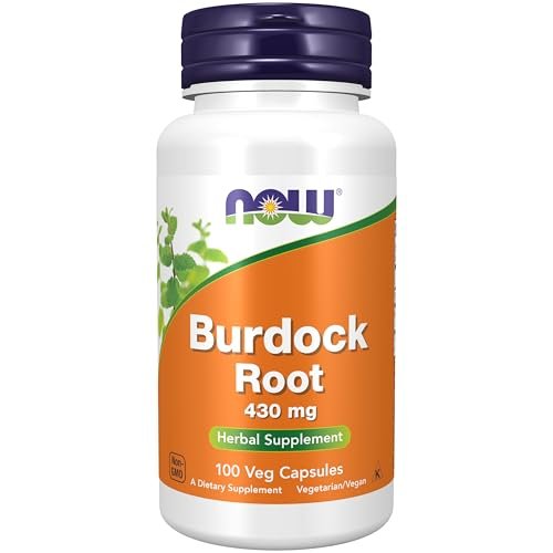 NOW Foods Klettenwurzel (Arctium lappa) 430 mg, Kräuterergänzung, 100 vegane Kapseln