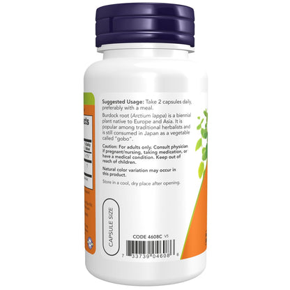NOW Foods Klettenwurzel (Arctium lappa) 430 mg, Kräuterergänzung, 100 vegane Kapseln