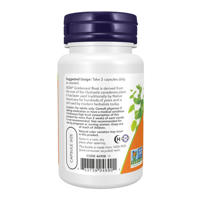 NOW Foods Goldenseal Wurzel (Hydrastis canadensis) 500 mg, pflanzliches Nahrungsergänzungsmittel, 50 vegane Kapseln