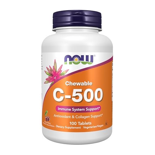 NOW Supplements, Vitamin C-500, Antioxidant-Schutz*, Kirschgeschmack, 100 kaubare Lutschtabletten