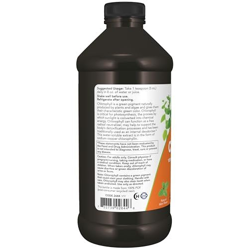 NOW Foods Flüssigchlorophyll, Superkonzentriert, Interner Deodorant, Minzgeschmack, 473 ml