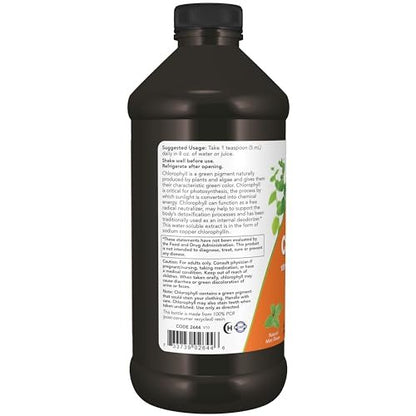 NOW Foods Flüssigchlorophyll, Superkonzentriert, Interner Deodorant, Minzgeschmack, 473 ml