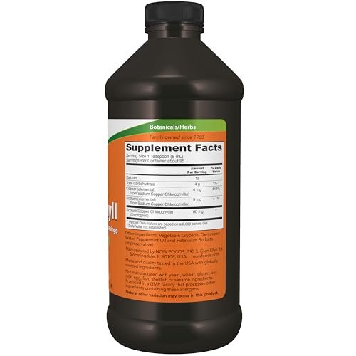 NOW Foods Flüssigchlorophyll, Superkonzentriert, Interner Deodorant, Minzgeschmack, 473 ml