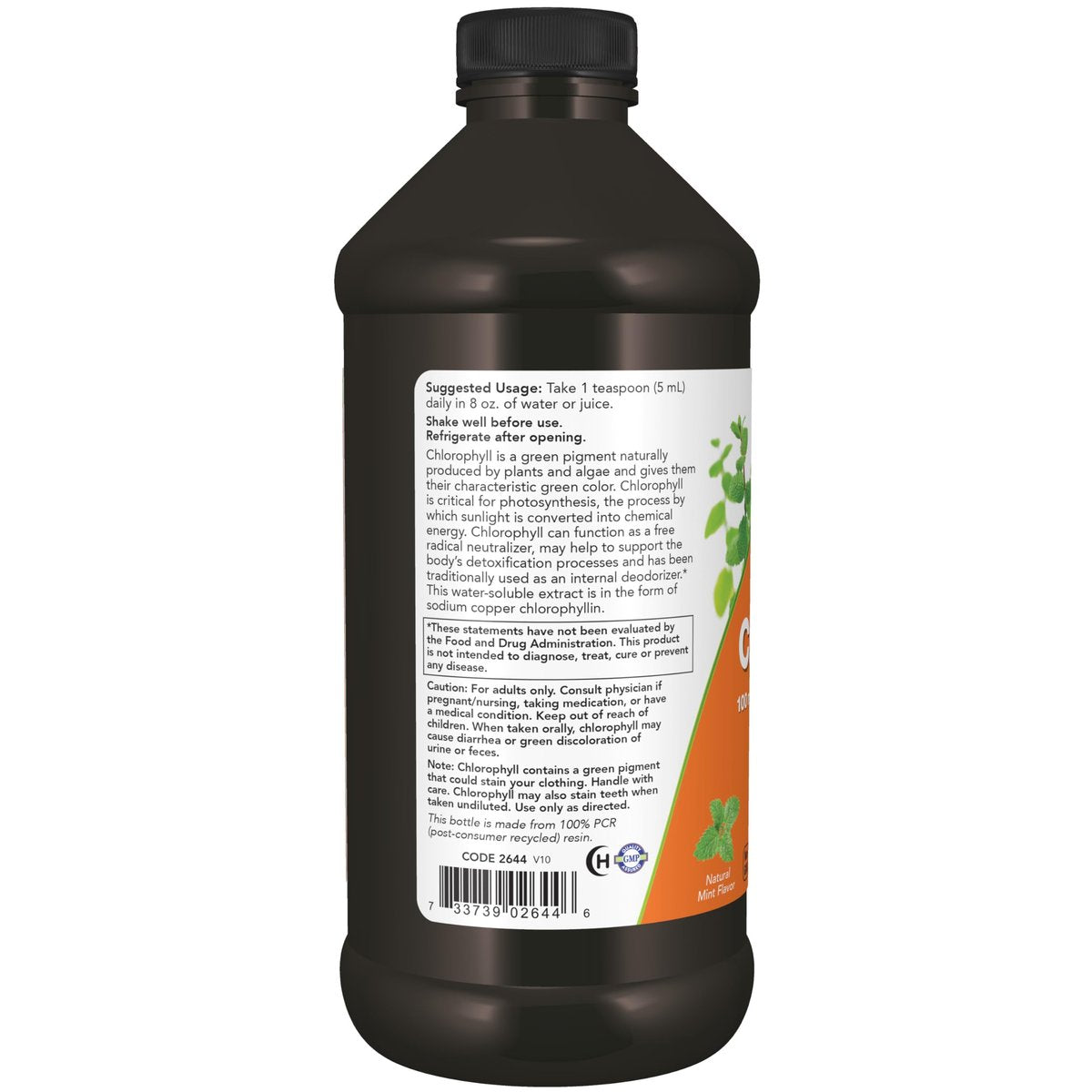 NOW Foods Flüssigchlorophyll, Superkonzentriert, Interner Deodorant, Minzgeschmack, 473 ml