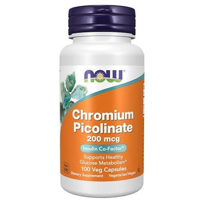 NOW Foods Chrompicolinat 200 mcg, Insulin-Co-Faktor*, 100 vegane Kapseln