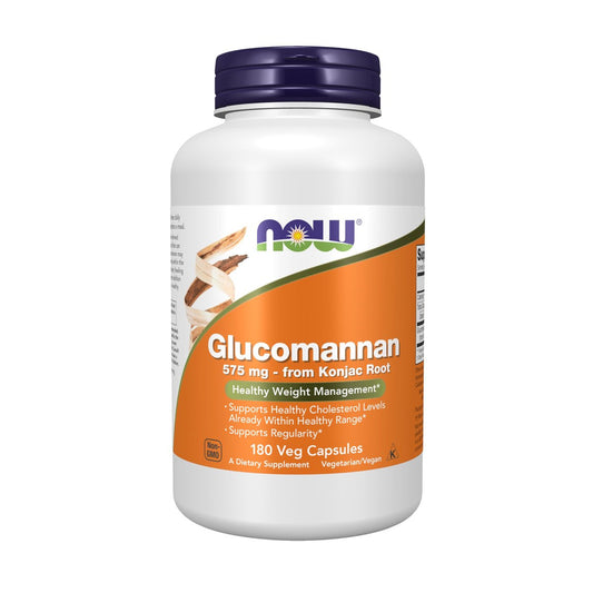 NOW Foods Glucomannan (Amorphophallus konjac) 575 mg – 180 vegane Kapseln zur Unterstützung der Regelmäßigkeit und gesunden Gewichtskontrolle