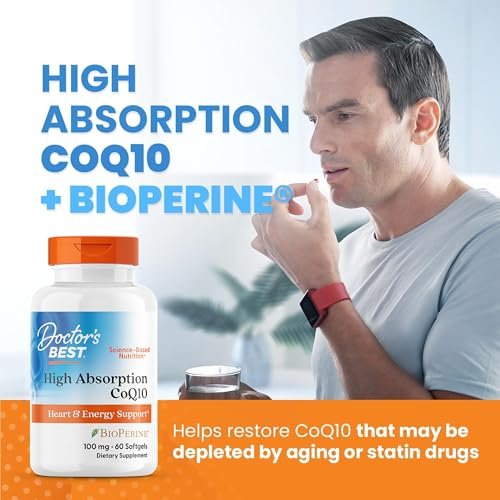 Doctor's Best Hochdosiertes CoQ10 mit BioPerine – 100 mg, 60 Softgels – Glutenfrei, natürlich fermentiert – Unterstützt Herzgesundheit & Energieproduktion