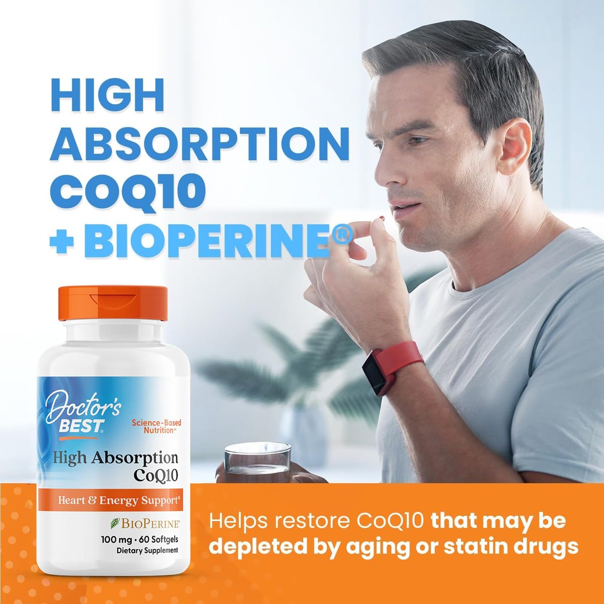 Doctor's Best Hochdosiertes CoQ10 mit BioPerine – 100 mg, 60 Softgels – Glutenfrei, natürlich fermentiert – Unterstützt Herzgesundheit & Energieproduktion