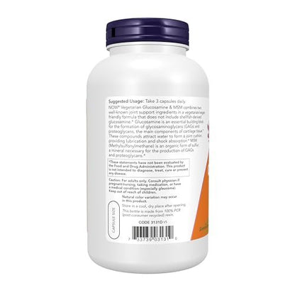 NOW Foods Glucosamin & MSM (GreenGrown® Glucosamin), Vegetarisch, 240 Veg-Kapseln