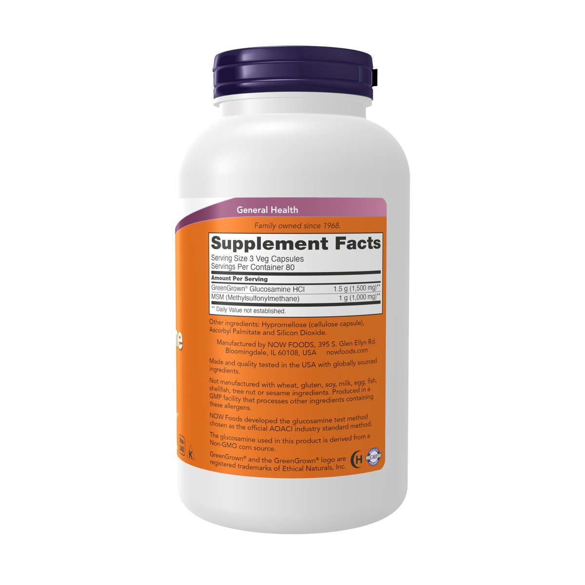 NOW Foods Glucosamin & MSM (GreenGrown® Glucosamin), Vegetarisch, 240 Veg-Kapseln