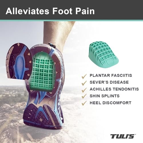Tuli's Heavy Duty Heel Cups – Stoßdämpfende Ferseneinlagen für Plantarfasziitis, Sever-Krankheit und Fersenschmerzen, Grün, 1 Paar, Large
