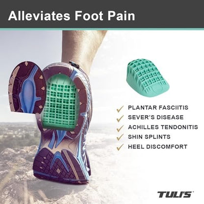 Tuli's Heavy Duty Heel Cups – Stoßdämpfende Ferseneinlagen für Plantarfasziitis, Sever-Krankheit und Fersenschmerzen, Grün, 1 Paar, Large