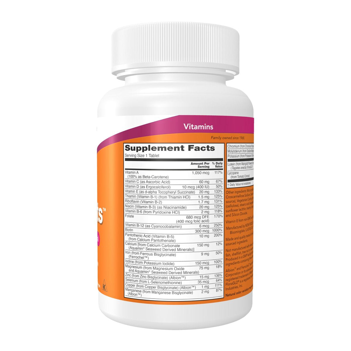 NOW Foods Daily Vits™ – Tägliche Multivitamin-Tablette mit Lutein & Lycopin, 100 Tabletten