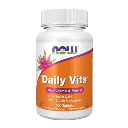 NOW Foods Daily Vits™ – Tägliche Multivitamin-Tablette mit Lutein & Lycopin, 100 Tabletten