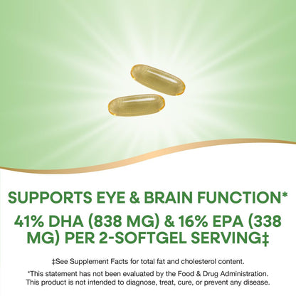 Nature's Way Mega-DHA Premium Fischöl – Unterstützt Augen- und Gehirnfunktion* – Omega-3, EPA, DHA – 2.000 mg Fischöl pro 2-Weichkapsel-Portion – 60 Weichkapseln (Verpackung kann variieren)