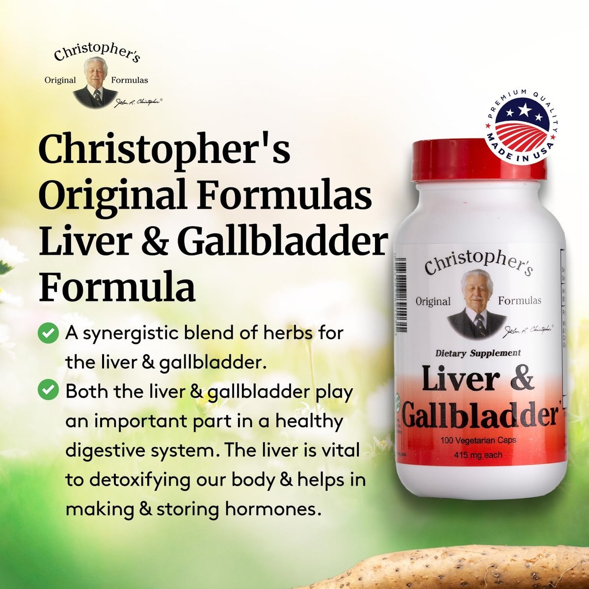 Christopher's Original Formulas Leber- & Gallenblasen-Formel Kapseln – Gallenblasen-Ergänzung mit Verdauungsenzymen & natürlichen Kräutern